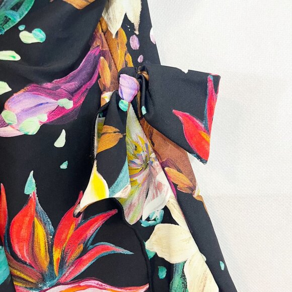 Maxine of Hollywood Black Tropical Floral Strapless One Piece Swimsuit Size 16 - Picture 4 of 6